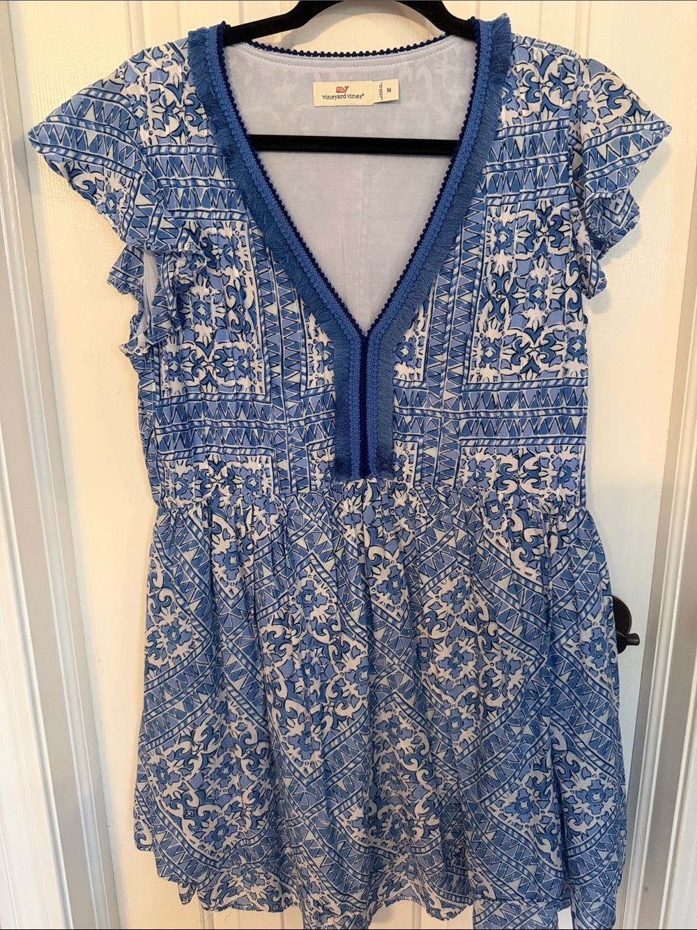 Vineyard Vines Blue and White Printed Mini Dress